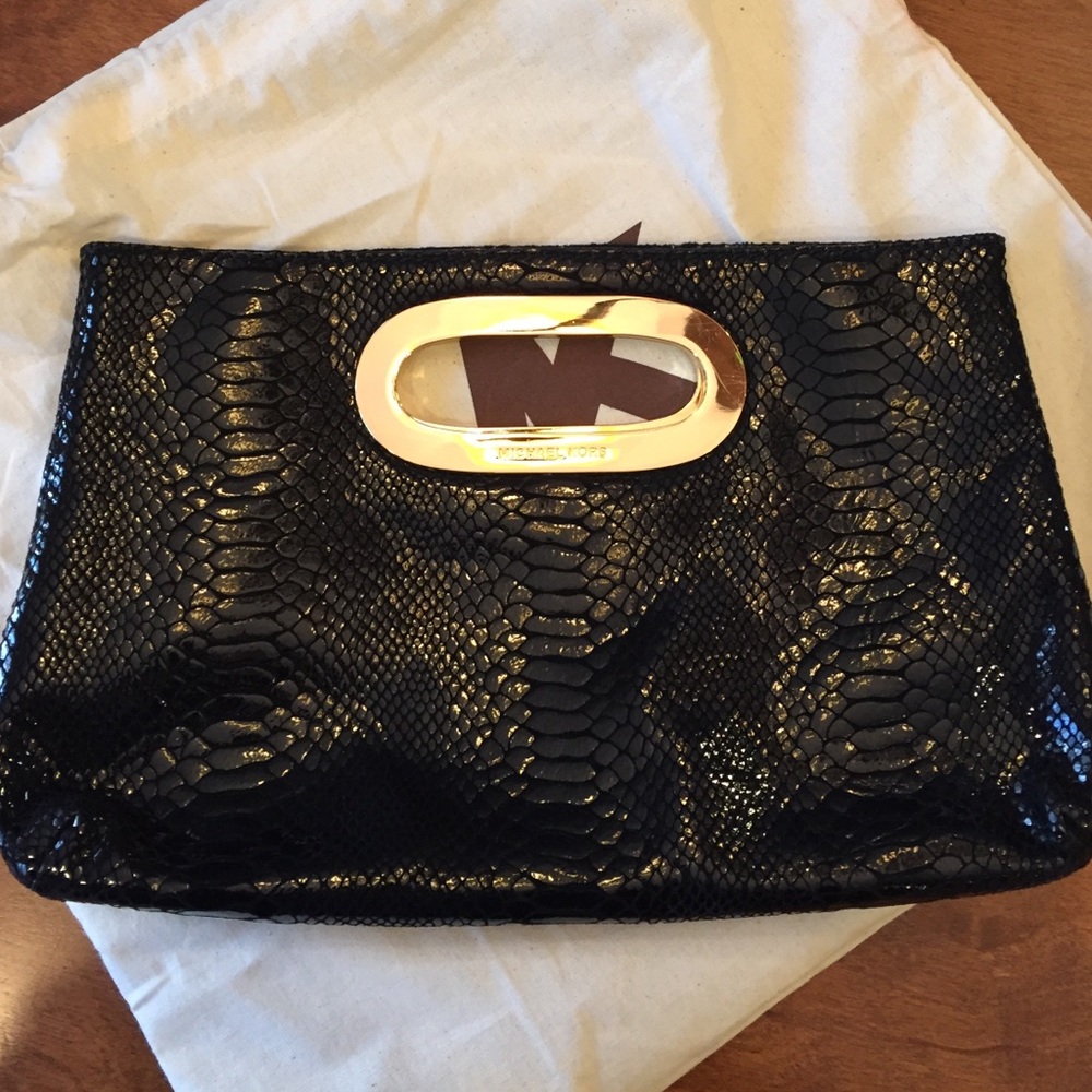 Michael Kors Black Snakeskin Clutch